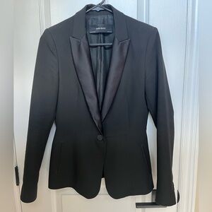 Zara tuxedo blazer with satin effect lapel collar, fitted waist, size S US